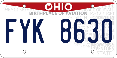 OH license plate FYK8630
