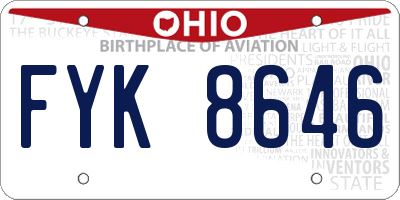 OH license plate FYK8646