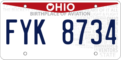 OH license plate FYK8734