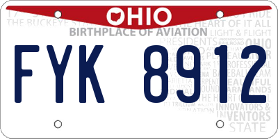 OH license plate FYK8912