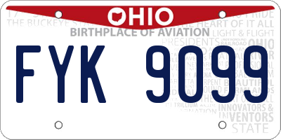 OH license plate FYK9099