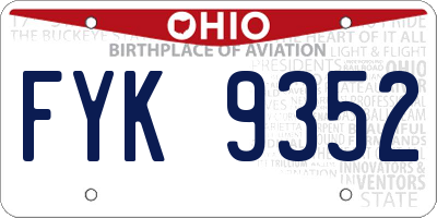 OH license plate FYK9352