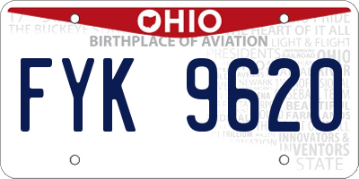 OH license plate FYK9620