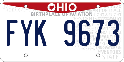 OH license plate FYK9673
