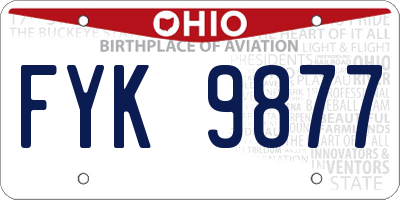 OH license plate FYK9877