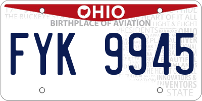 OH license plate FYK9945
