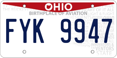 OH license plate FYK9947
