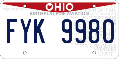 OH license plate FYK9980