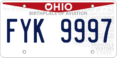 OH license plate FYK9997