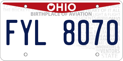 OH license plate FYL8070