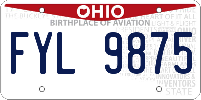 OH license plate FYL9875