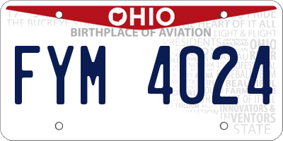 OH license plate FYM4024