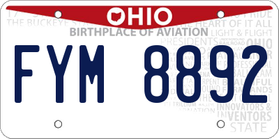 OH license plate FYM8892