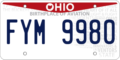OH license plate FYM9980