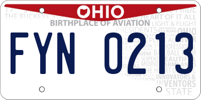 OH license plate FYN0213