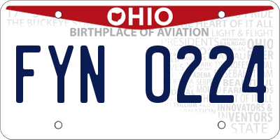 OH license plate FYN0224