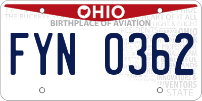 OH license plate FYN0362