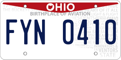 OH license plate FYN0410