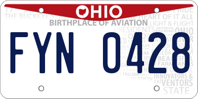 OH license plate FYN0428