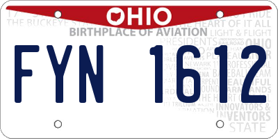 OH license plate FYN1612