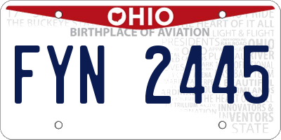 OH license plate FYN2445