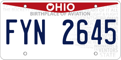 OH license plate FYN2645