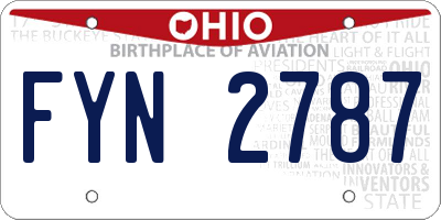 OH license plate FYN2787