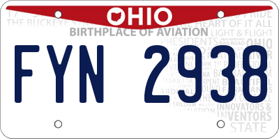 OH license plate FYN2938