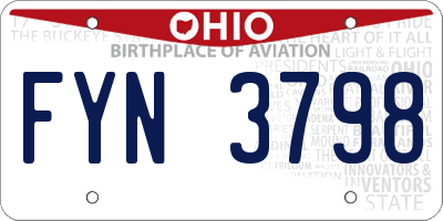 OH license plate FYN3798