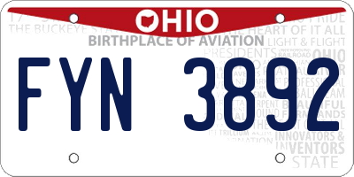 OH license plate FYN3892