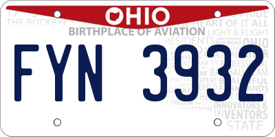 OH license plate FYN3932
