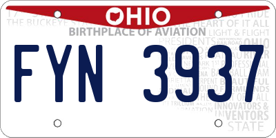 OH license plate FYN3937