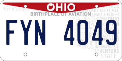 OH license plate FYN4049