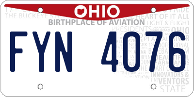 OH license plate FYN4076