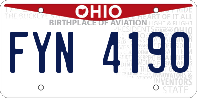 OH license plate FYN4190