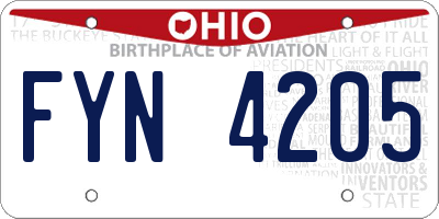 OH license plate FYN4205