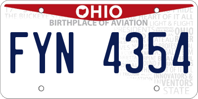 OH license plate FYN4354