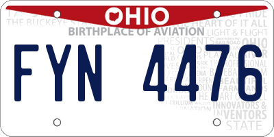 OH license plate FYN4476