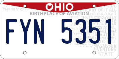 OH license plate FYN5351