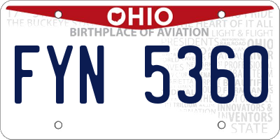 OH license plate FYN5360