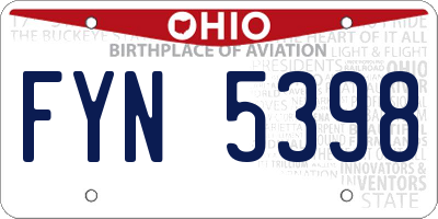 OH license plate FYN5398