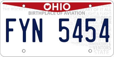 OH license plate FYN5454