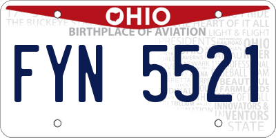 OH license plate FYN5521
