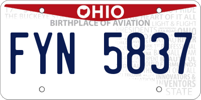 OH license plate FYN5837