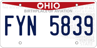 OH license plate FYN5839