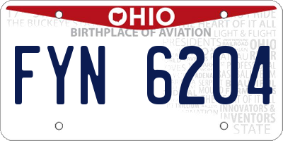 OH license plate FYN6204