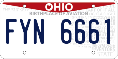 OH license plate FYN6661