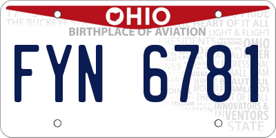 OH license plate FYN6781
