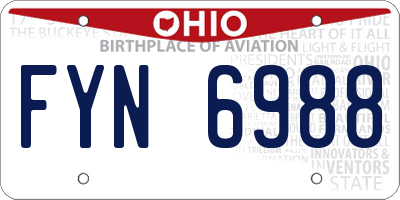 OH license plate FYN6988