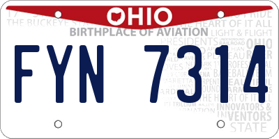 OH license plate FYN7314
